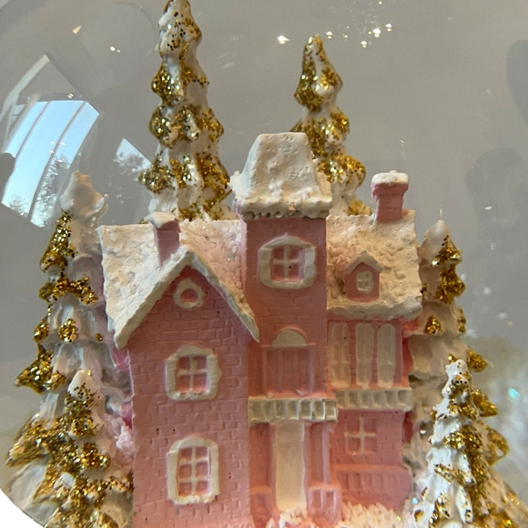 34TH & PINE Christmas Musical Waterglobe Pink & Gold Glam Holiday Decor NEW - Picture 3 of 15